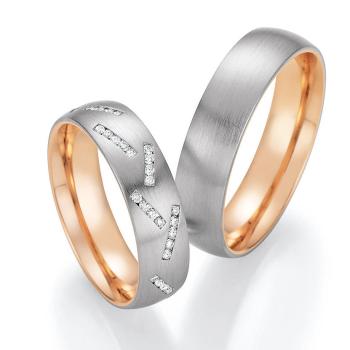 Nowotny-Collection Ruesch Trauringe Weiss-Rotgold 02/51030-055 + 02/51040-055